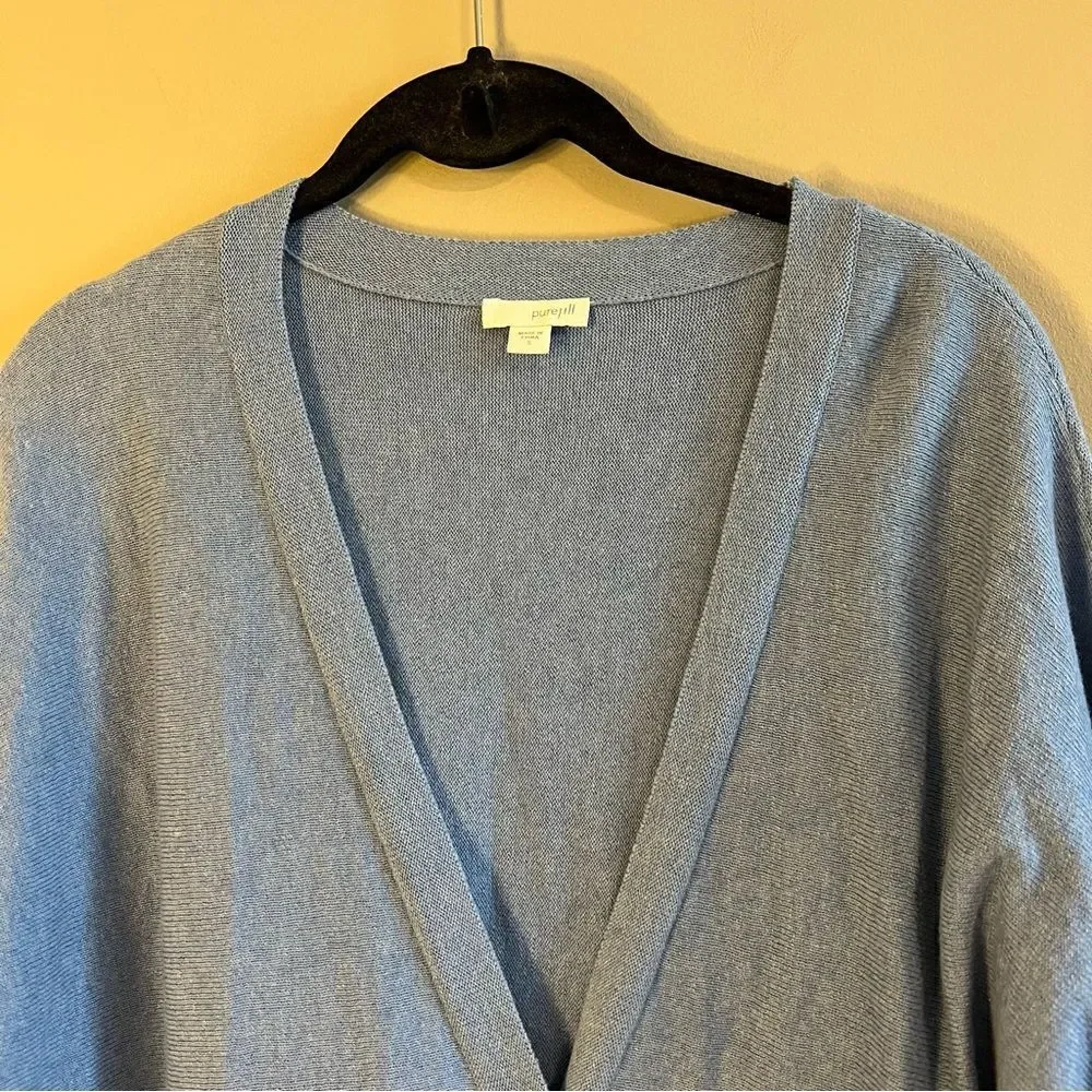 ✨ Pure Jill Women’s‎ Blue Cotton Cashmere Blend Cardigan Sweater Small
